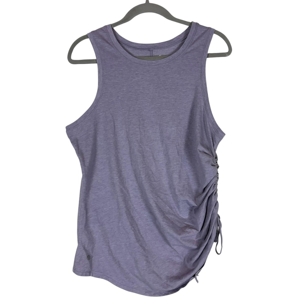 Apana Tank Top Womens Large Purple Side Ruched Drawstring Athletic Yoga Workout